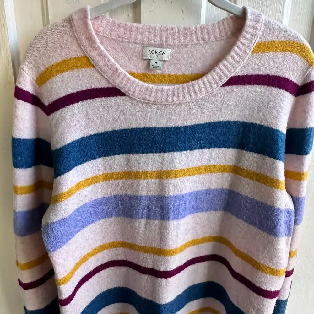 J.Crew Soft Wool Blend Striped Sweater | Pastel Multicolor | Size M